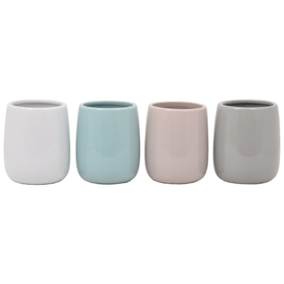 BICCHIERE PORTA SPAZZOLINI CERAMICA - COLORI ASSORTITI