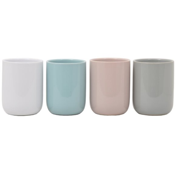 BICCHIERE PORTA SPAZZOLINI CERAMICA - COLORI ASSORTITI
