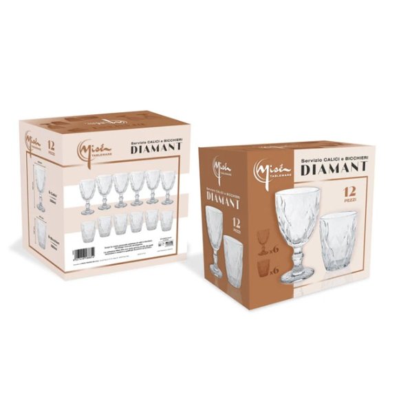 SERVIZIO BICCHIERI E CALICI 12 PEZZI