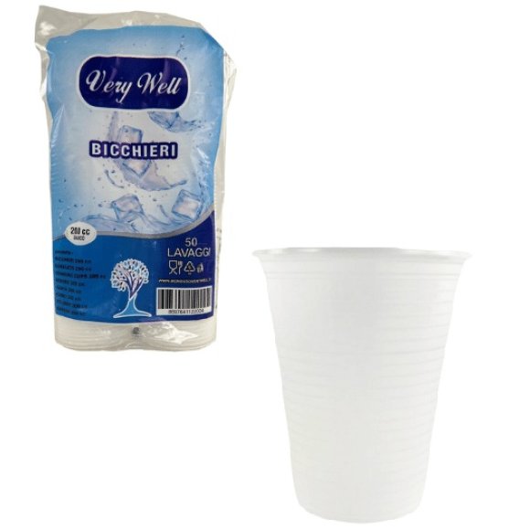 BICCHIERI ACQUA BIANCHI PLASTICA