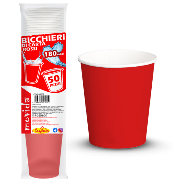 MOVIDA BICCHIERI BIO ACQUA ROSSO  50 PEZZI