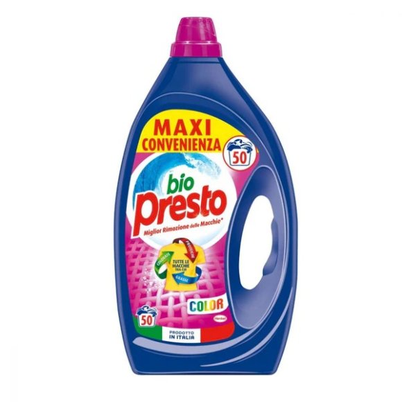 Bio Presto Color Detersivo Liquido Lavatrice – Maxi Convenienza – 50 Lavaggi