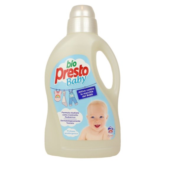 BIO PRESTO BABY DETERSIVO BUCATO A MANO E LAVATRICE LIQUIDO CAPI DELICATI DEI BAMBINI 25 LAVAGGI 1,5 LITRI