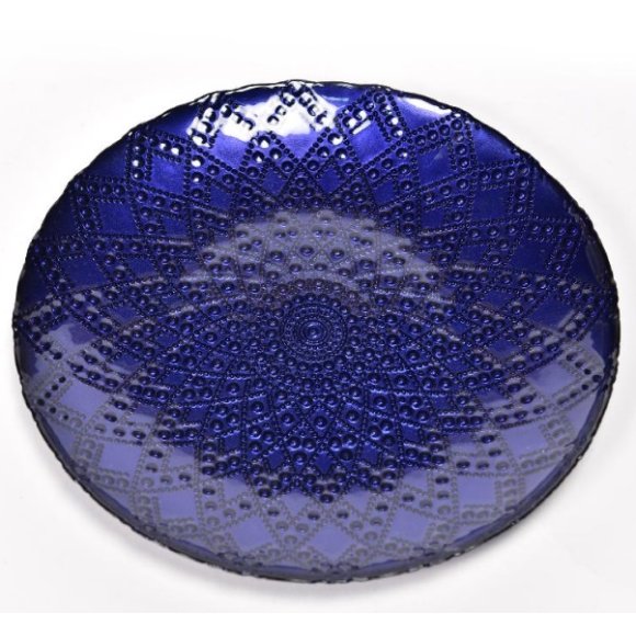 PIATTO TONDO IN VETRO - BLU