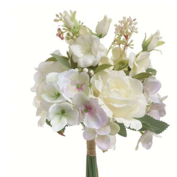 BOUQUET DI FIORI BIANCHI ARTIFICIALI - 32 CM