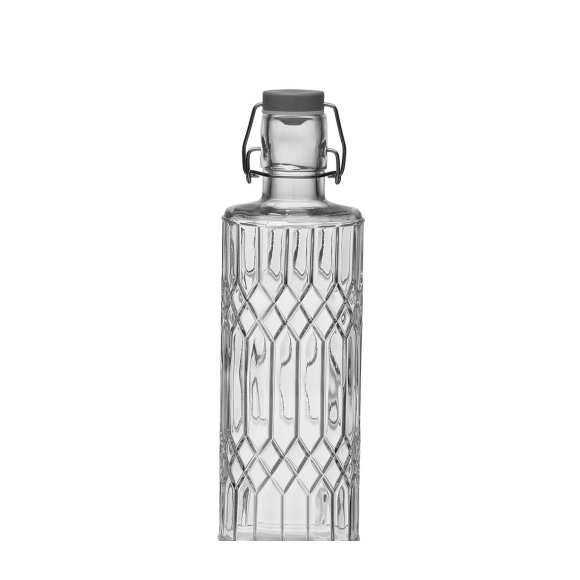 BOTTIGLIA IN VETRO TRASPARENTE DECORATA 1000ML