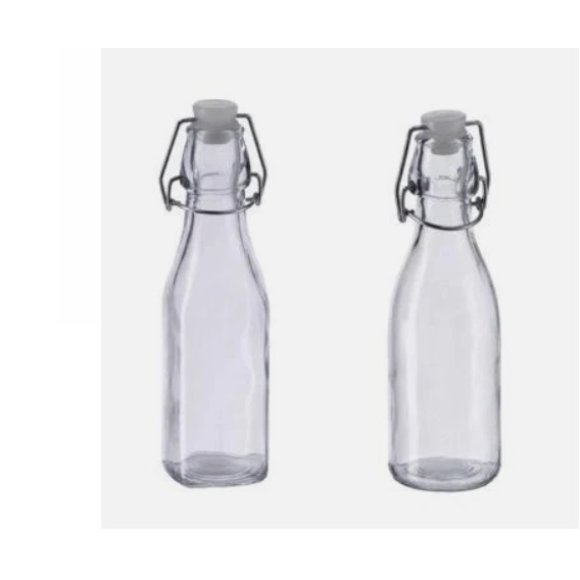 BOTTIGLIA DI VETRO+TAPPO CON CHIUSURA ERMETICA 250 ML H20 - 2 MODELLI  