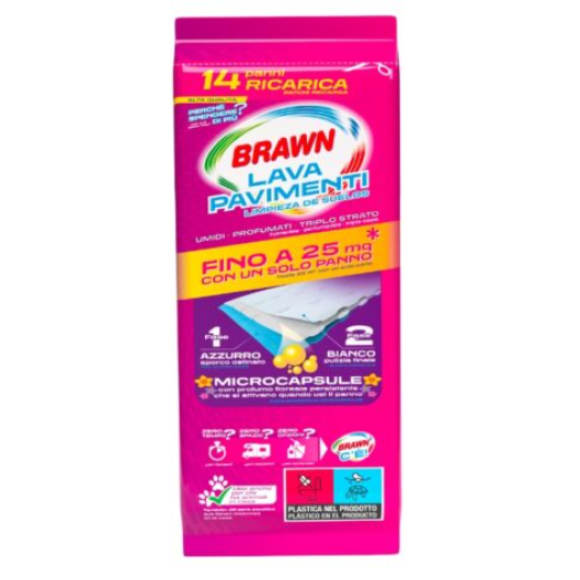 Brawn Lava Pavimenti 14 Panni Ricarica Brawn Lava Pavimenti 14 Panni Ricarica