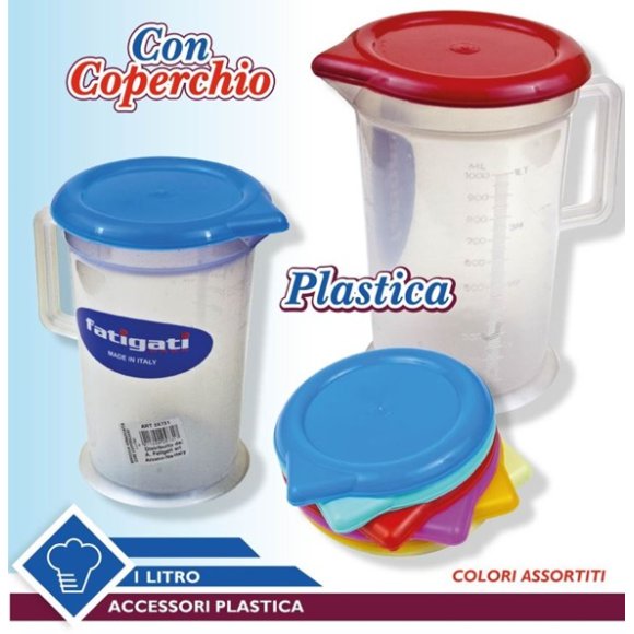 BROCCA GRADUATA CON COPERCHIO 1 LITRI - COLORI ASSORTITI