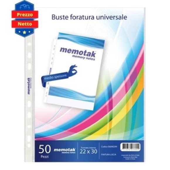BUSTE 4 FORI MEMOTAK 50PZ 22X30