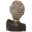 FIGURA BUSTO AFRICANA IN RESINA 35 CM - DORATA