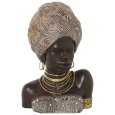 FIGURA BUSTO AFRICANA IN RESINA 35 CM - DORATA