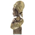 FIGURA BUSTO AFRICANA IN RESINA - DORATA