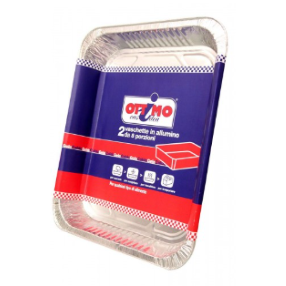 Vaschette in Alluminio per Alimenti, 8 Porzioni, senza Coperchio, Confezione da 2 Pezzi – Modello R32G/P2