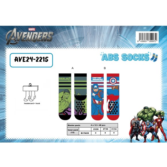 SET 3 PAIA CALZINI AVENGERS - TAGLIA DAL 23 AL 34