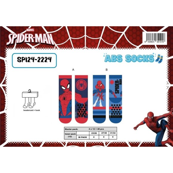 SET 2 PAIA CALZINI SPIDERMAN - TAGLIA DAL 23 AL 34