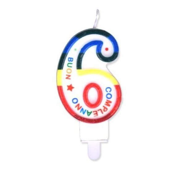CANDELA  COLORATA - NUMERO "6"