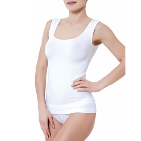 ILARY - CANOTTA DONNA IN MICROFIBRA COD.019 SPALLA LARGA - BIANCO 