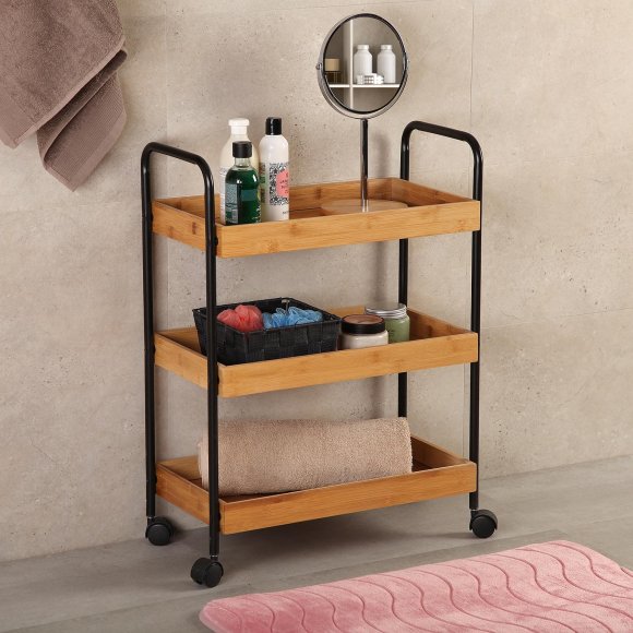 CARRELLO MUTIUSO CON RUOTE IN BAMBÙ