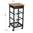 CARRELLO DA CUCINA CON RUOTE 2 CESTE - NERO 
