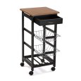 CARRELLO DA CUCINA CON RUOTE 2 CESTE - NERO 