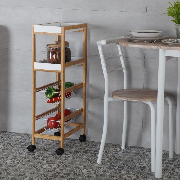CARRELLO DUE CESTE CON RUOTE