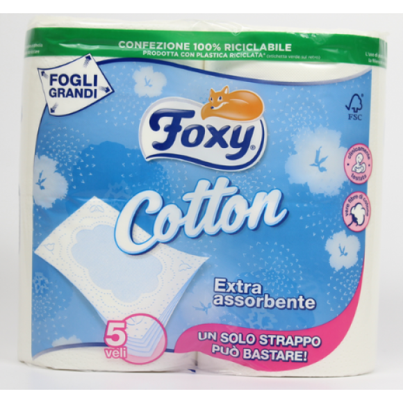 FOXY COTTON CARTA IGIENICA 4 ROTOLI 5 VELI *** KING SIZE