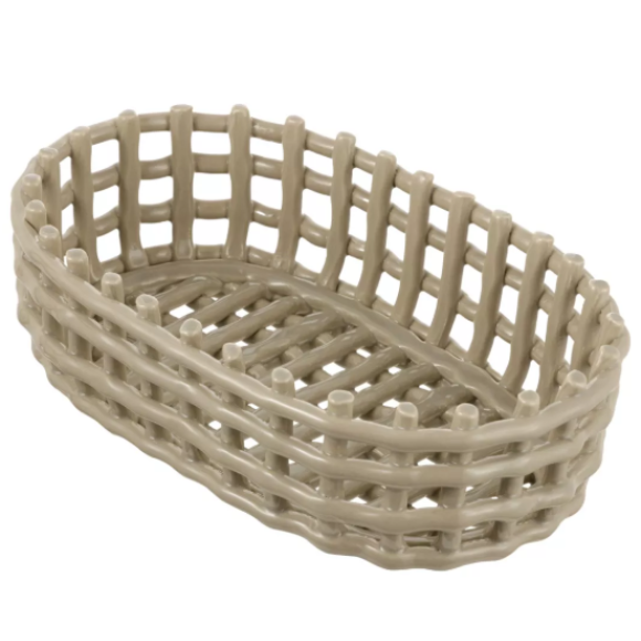 CESTINO OVALE IN PORCELLANA TORTORA