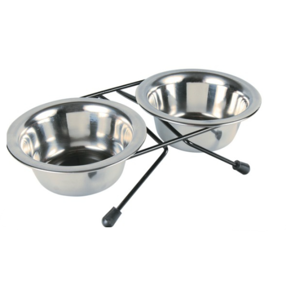 CIOTOLA DOPPIA ACCIAIO ANIMALI DOMESTICI - 23X11X7 CM