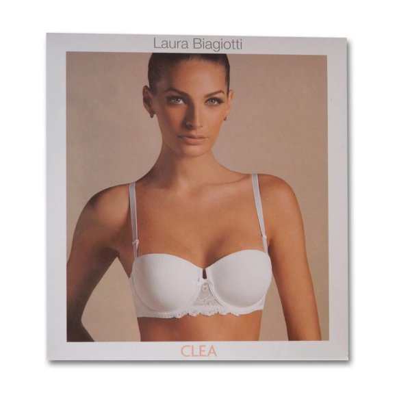 LAURA BIAGIOTTI - REGGISENO BALCONCINO "CLEA" COPPA B CON PIZZO - BIANCO 