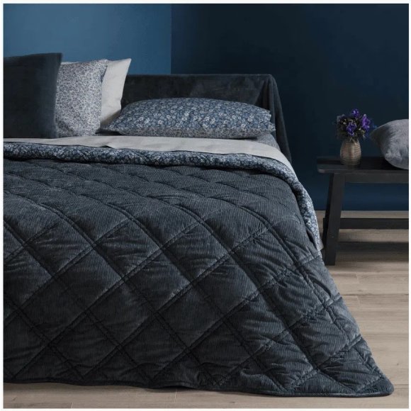 RIVIERA - COPERTA MATRIMONIALE IN VELLUTO "CONSIGLIA" - BLU