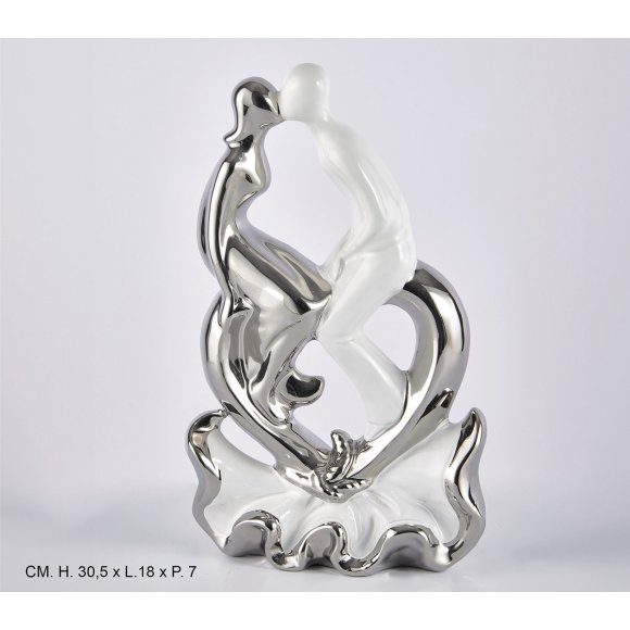 COPPIA INNAMORATI ARGENTO E BIANCO - 30 CM
