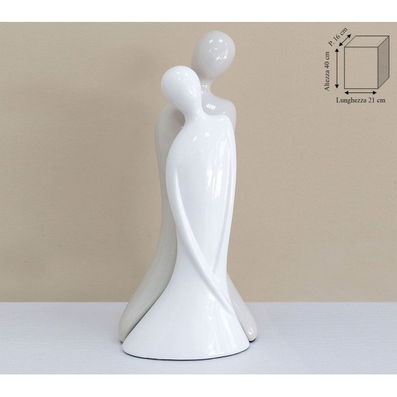 COPPIA INNAMORATI BIANCO/TORTORA - 40 CM