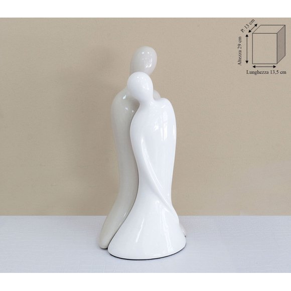 COPPIA INNAMORATI BIANCO/TORTORA - 29 CM
