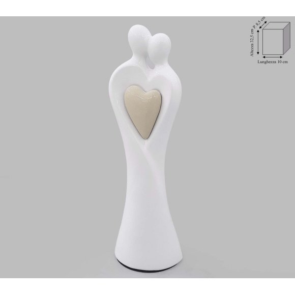 COPPIA CON CUORE 32,5 CM - TORTORA