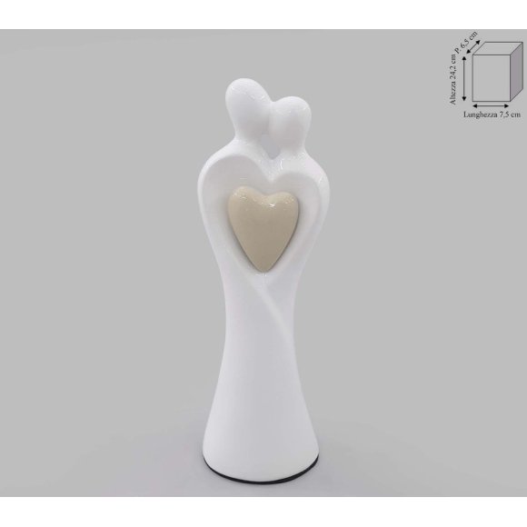 COPPIA CON CUORE 24,2 CM - TORTORA