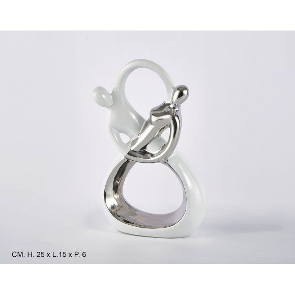 COPPIA INNAMORATI SIMBOLO INFINITO 25 CM - ARGENTO