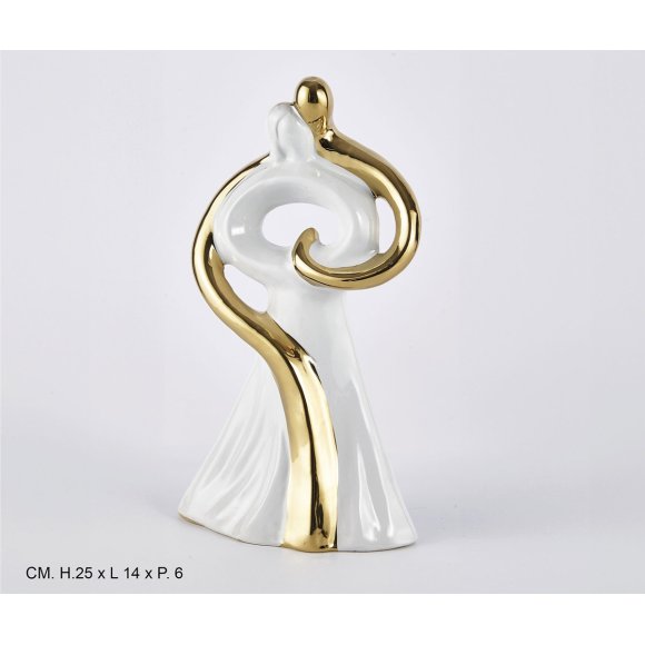 COPPIA INNAMORATI BIANCO/ORO - 25 CM