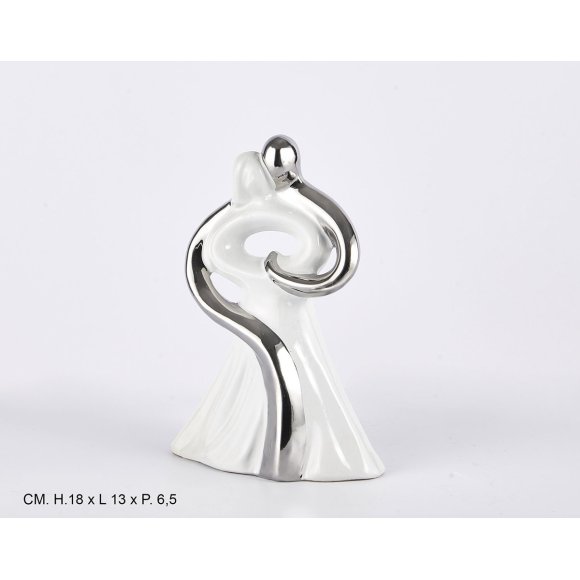 COPPIA INNAMORATI BIANCO/ARGENTO - 18 CM 