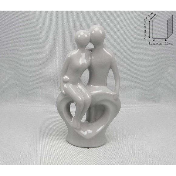COPPIA INNAMORATI SU CUORE - GRIGIO