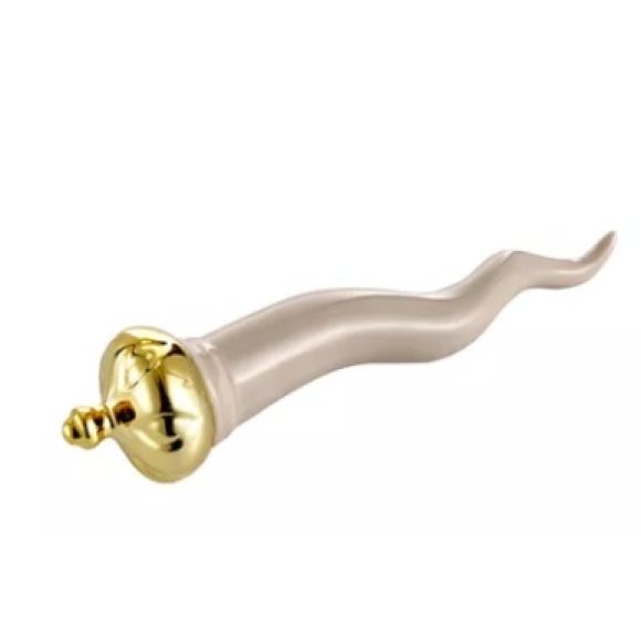 CORNO DECORATIVO  PANNA IN PORCELLANA CON CORONA ORO  - 16 cm