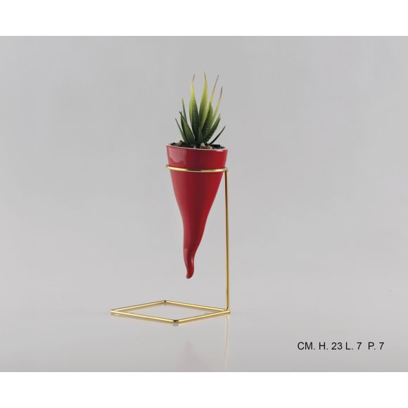 CORNO ROSSO CON PIANTINA 23 CM