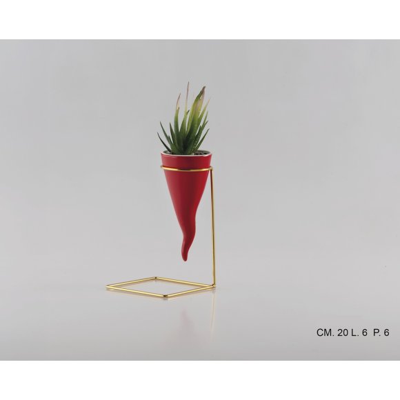 CORNO ROSSO CON PIANTINA 20 CM