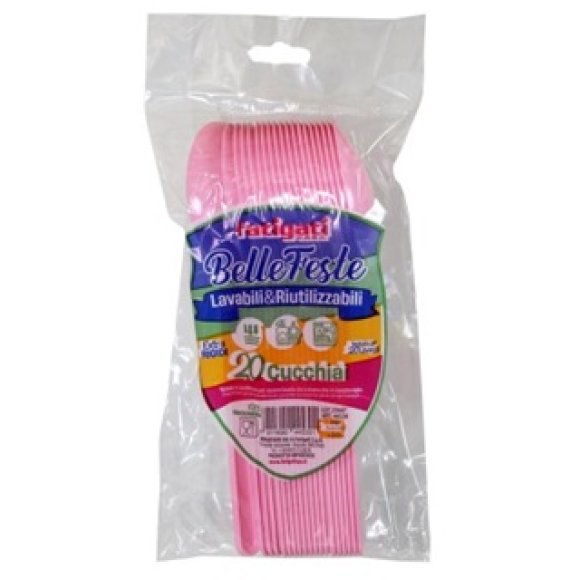 CUCCHIAI RIUTILIZZABILI 20 PEZZI - ROSA