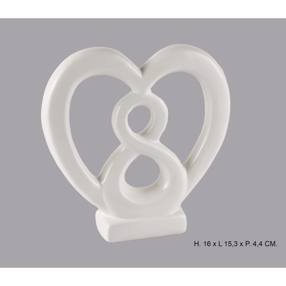 CUORE CON INFINITO 16 CM - BIANCO 