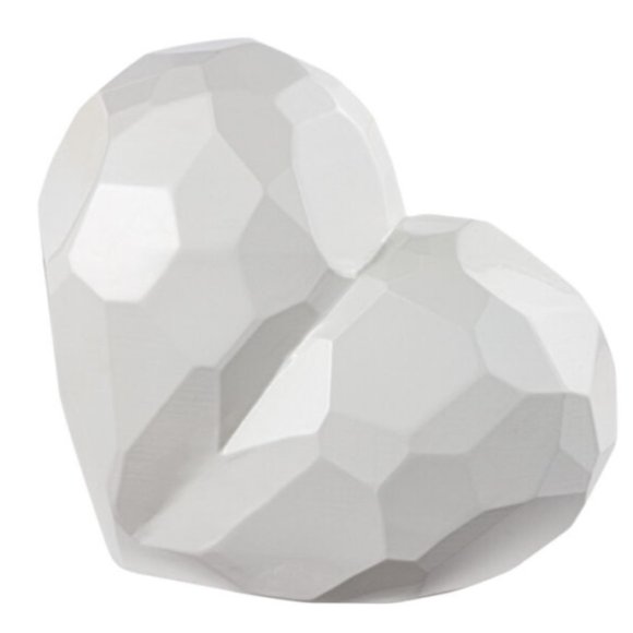 CUORE SFACCETTATO - BIANCO LUCIDO