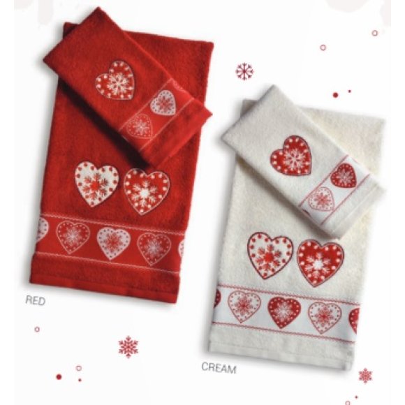 VINGI - COPPIA ASCIUGAMANI COTONE "CUORE" - COLORI ASSORTITI