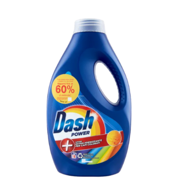 Dash Power Detersivo Liquido Lavatrice, Azione Extra-Igienizzante Capi Colorati, 18 Lavaggi 900 ml