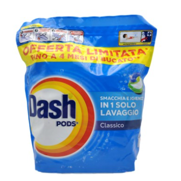 Dash Pods Classico Detersivo Lavatrice Smacchia e Igienizza 70 Pods