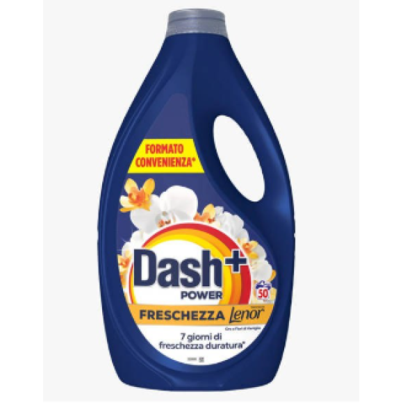 DASH POWER LENOR DET. LAVATRICE LIQUIDO 50 LAVAGGI 2,250lt ORO E VANIGLIA